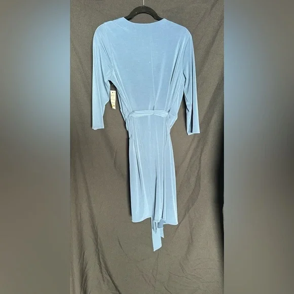 Alfani Petite Printed 3/4-Sleeve Wrap Dress in Blue - Picture 3 of 6